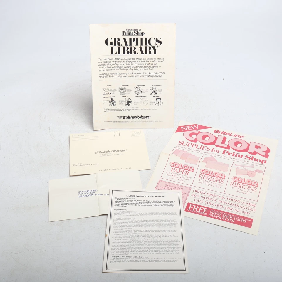 The Print Shop Graphics Library Program 1 5.25" Disk Commodore 64 C64 - Image 3 of 4