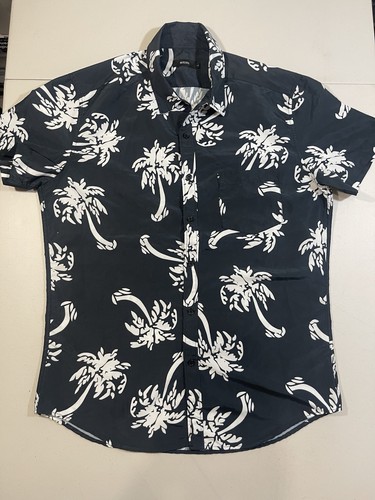 Nutexrol Men's Short Sleeve Palm Tree Hawaiian Shirt Size L