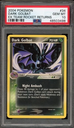 Pokemon Dark Golbat EX Team Rocket Returns #34 PSA 10 Gem Mint