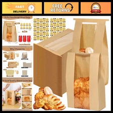 Large Kraft Paper Bread Bags with Tin Tie - 70 Pack Sourdough Storage & Gift Bag