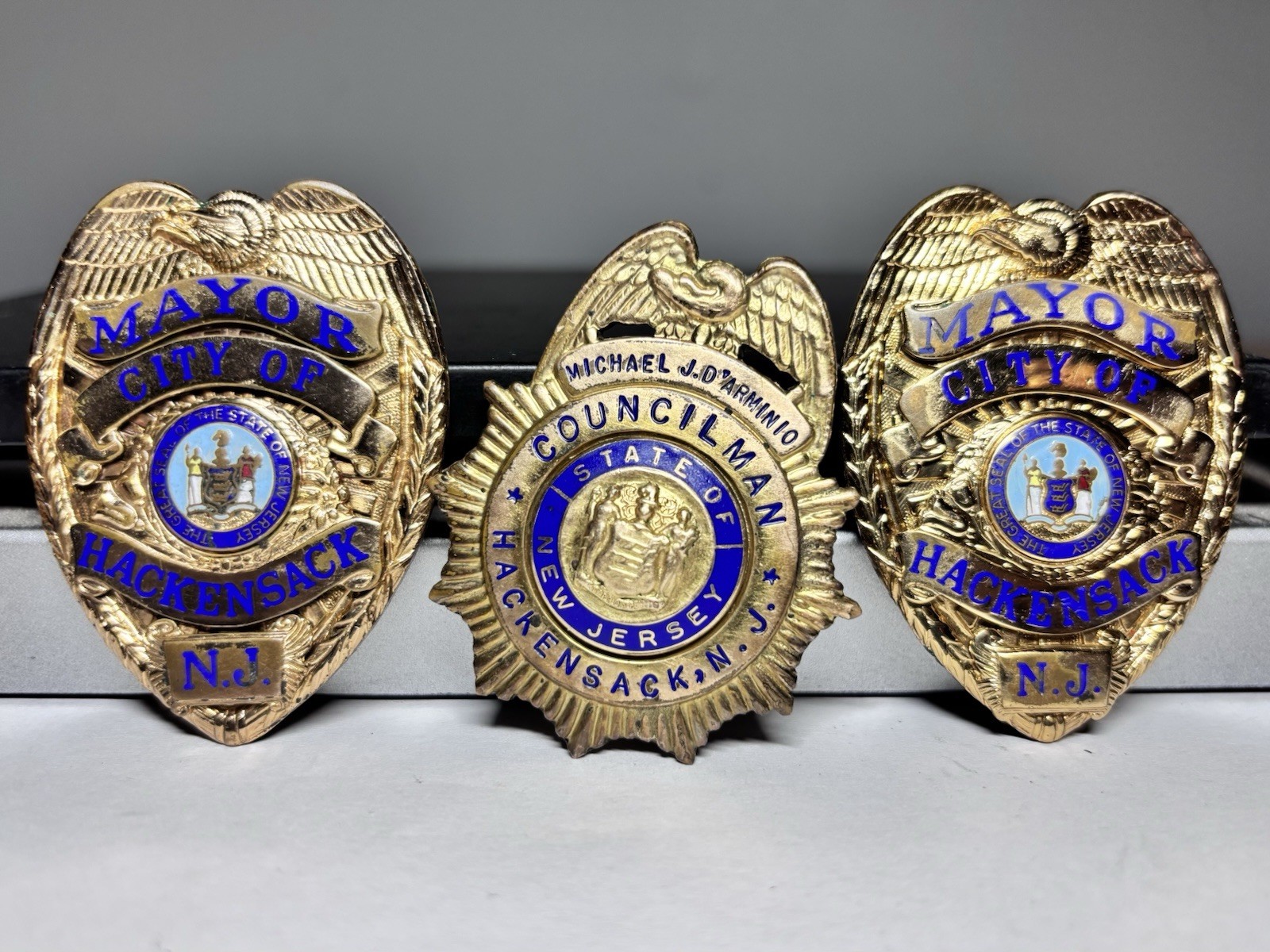 Vintage Hackensack Nj Mayor &Amp; Councilman Badge Lot Of 3 Political Memorabilia