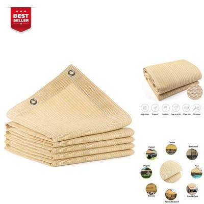 JUNKOGO 8x20 FT Shade Cloth - 90% UV Block, Beige HDPE Fabric