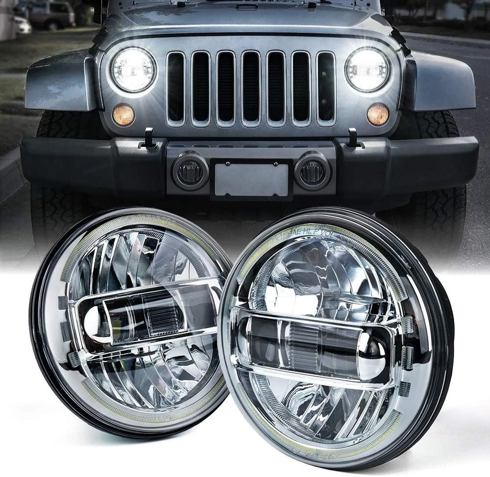 Faros LED de 7 pulgadas aprobados por el DOT haz alto/bajo para Jeep Wrangler Hummer H1 H2 Foto 3 de 4