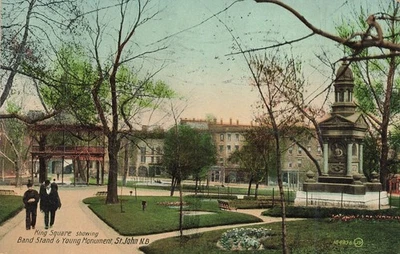 St John New Brunswick Kanada~King Square-Bandstand-Junges Denkmal~1911 POSTKARTE - Bild 1 von 2