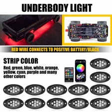12x RGB LED Underbody Pods Rock Neon Light Glow Music Bluetooth Lamp Control