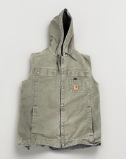 Carhartt Sandstone Green Size M Sherpa-Lined Multi-Pocket Hooded Vest 100114-301