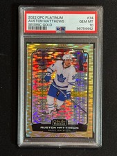 PSA 10 #34 Auston Matthews /50 Seismic Gold 2022-23 O-Pee-Chee Platinum