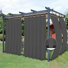 Outdoor Patio Curtains Detachable Tab Top Windproof Weatherproof Curtain for ...