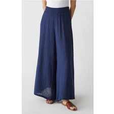 Anthropologie Michael Stars Simba Woven Gauze High Rise Wide Leg Pant Navy Small