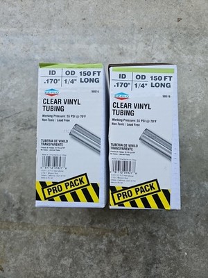 NEW (2 PACK) EZ FLO Vinyl Tubing, 0.170'' ID x 1/4'' OD x 150 Ft.