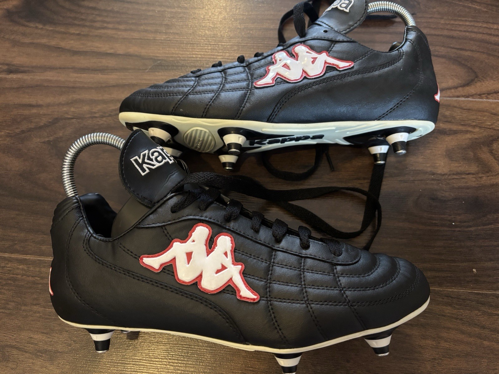 Botas de fútbol vintage Kappa Field SI “Gara” SG – negras/rojas/blancas – talla 8,5 del Reino Unido