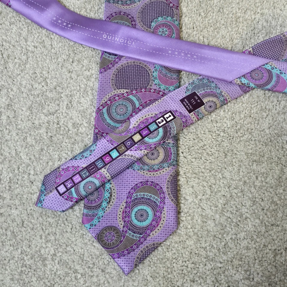 "Corbata medallón floral geométrica Ermenegildo Zegna Quindici #111 seda 3,5""X 59""" Foto 2 de 4