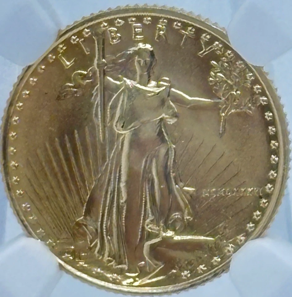American Gold Eagle 1986-P $5 como nuevo 69 Mercanti firmado #14106 Foto 3 de 4