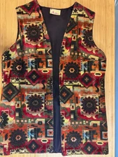 Vintage Aladdin Tapestry Vest 1970s Boho Style Women's S-M Fall Earthtones Artsy