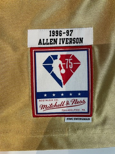 Mitchell & Ness Philadelphia 76ers Allen Iverson NBA 75th Gold Jersey Size Large - Picture 6 of 9