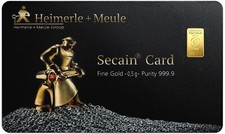 Lingotto d'oro 0,5 grammi 999,9 oro Heimerle e Meule Secain Card 