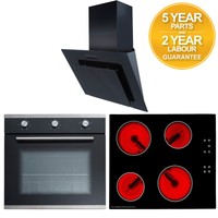 Sia 60cm Single Electric Oven, Black Ceramic Hob & Curved Cooker Hood Extractor Sia 60cm Single Electric Oven, Black Ceramic Hob & Curved Cooker Hood Extractor