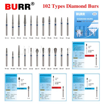 Dental Diamond FG High Speed Burs for Polishing Smoothing Teeth Polishers 50 Pcs