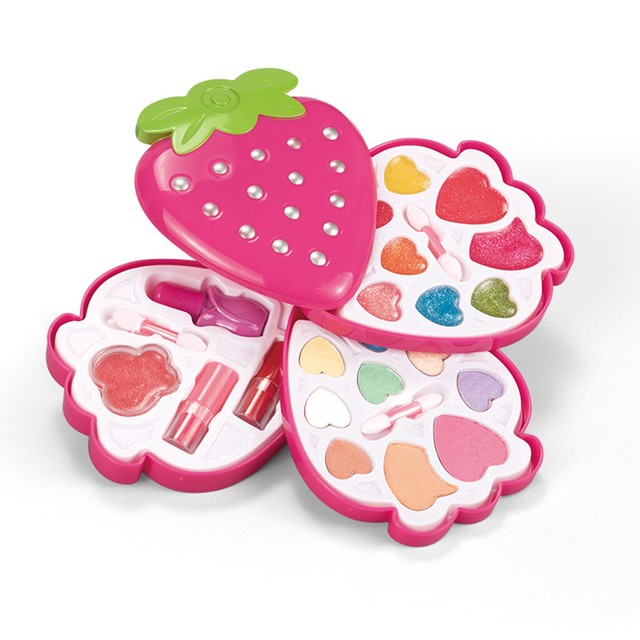 Colorful Cosmetic and Makeup Lipstick Set Strawberry Shape Kids Pretend