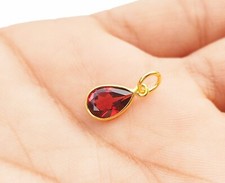 Garnet Gold Pendant , 18k Gold charm- Natural Garnet Handmade Charm"SLC0033"