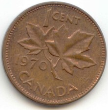 Canada 1970 Penny Canadian 1 Cent Coin 1c EXACT COIN