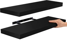 Sorbus Floating Shelves Hanging Wall Shelves Photo Frames Set of 2 (Black)