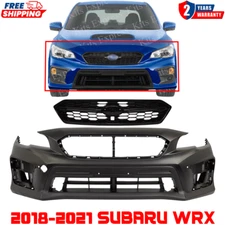 Front Bumper Cover & Upper Grille For 2018-2021 Subaru WRX