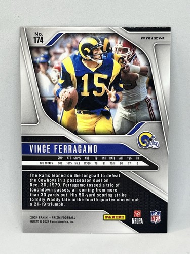 2024 Panini Prizm Vince Ferragamo Checkerboard #174 Rams Checkered B & W - Picture 2 of 3