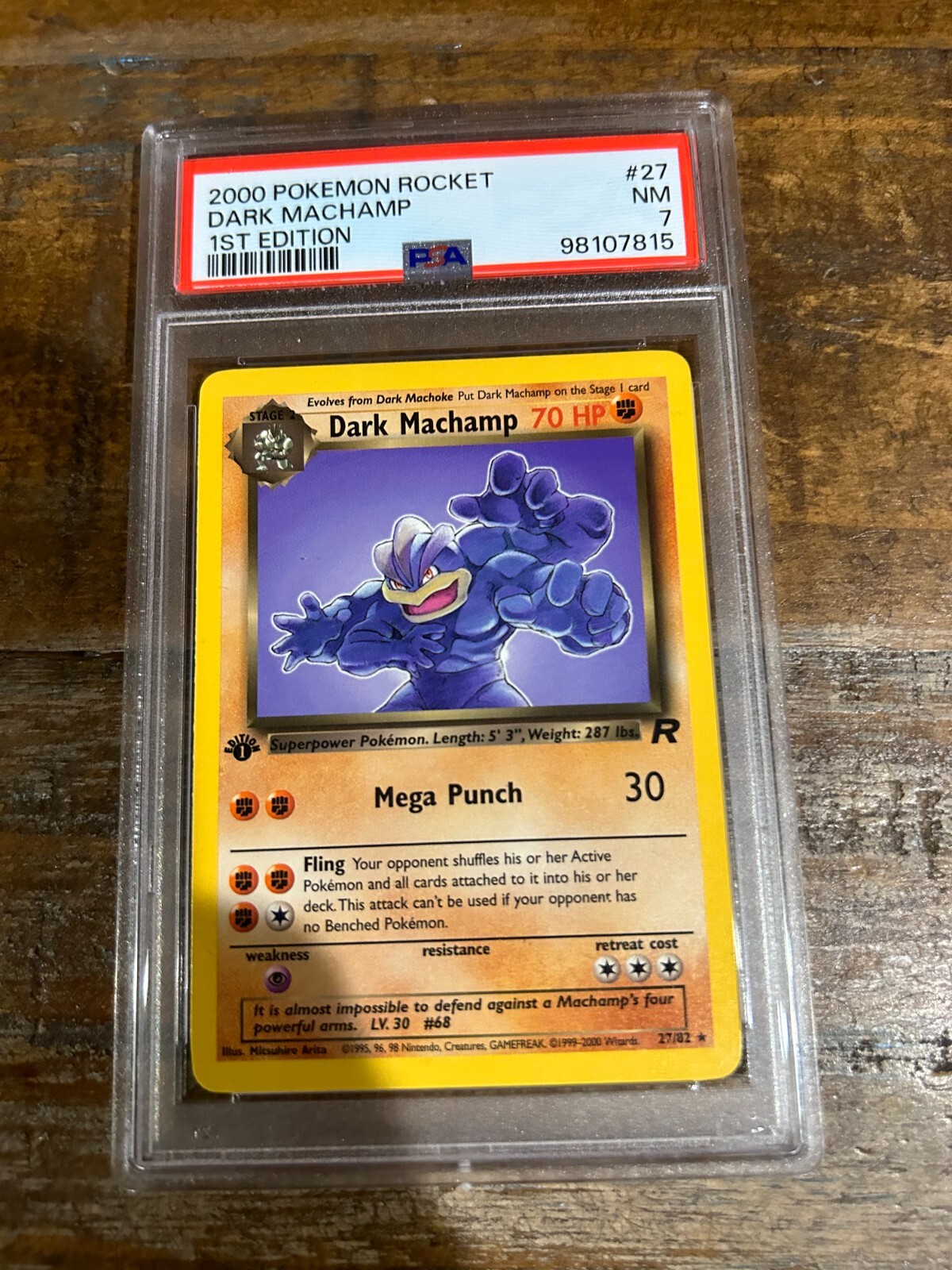 Pokemon 2000 Rocket DARK MACHAMP 1ST Edition #27 PSA 7 RARE