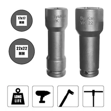 Syskan Kraft Stecknuss Set SW 17 + 22 Vierkant, 4 Kant, 1/2 " Nuss Schacht Gulli