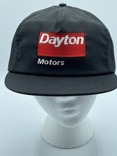 Vintage DAYTON MOTORS Black Snapback Trucker Hat Cap Racing NASCAR - MADE IN USA
