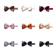 Men Shining Rhinestone Solid Color Adjustable Bowtie Crystal Pre-tied Bow Tie