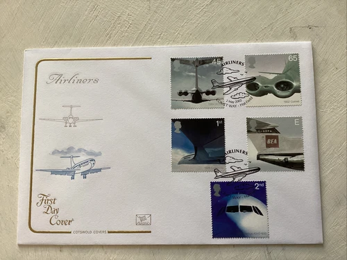 GB QEII 2002 Airliners Cotswold Embossed FDC Comet Way Hatfield SHS Cat £30+