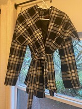 Houndstooth Coat Women Jacket Size M Warm Stylish Outerwear 45 shipping include