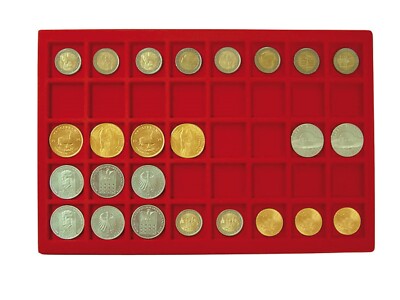 LINDNER-2329-40-Münztableaus-40x-34-mm-Rot-Für-2-Euro-in-Münzkapseln-&-10-20- 