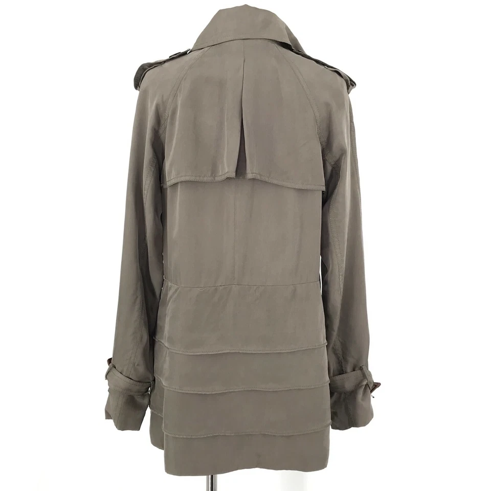 Chaqueta gabardina Club Monaco Isabelle para mujer pequeña marrón ligera en capas Foto 3 de 4