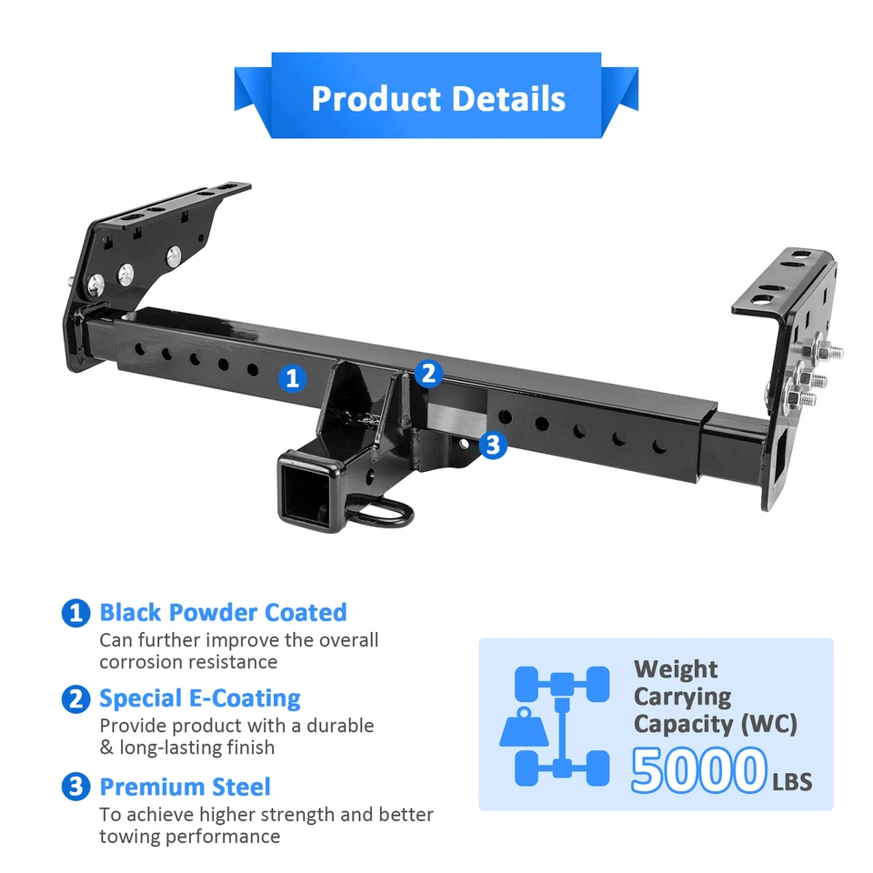 Trailer 2" Hitch Receiver For Dodge Dakota 1987-2001 , Ramcharger 1982-1993 - Image 2 of 4