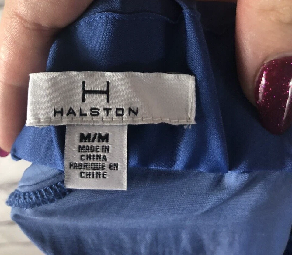 H By Halston Womens Size M Blue Flare Wrap Slit Ankle Pants Belted - Image 3 of 4