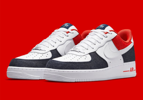 Nike Air Force 1 LV8 (GS) Denim White Blue Red USA Shoes DJ5180 100 - SIZE 5 - Picture 1 of 8