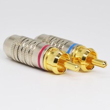 1pair Gold Plated Copper RCA Male Plug Solder Type Audio Adapter Connector