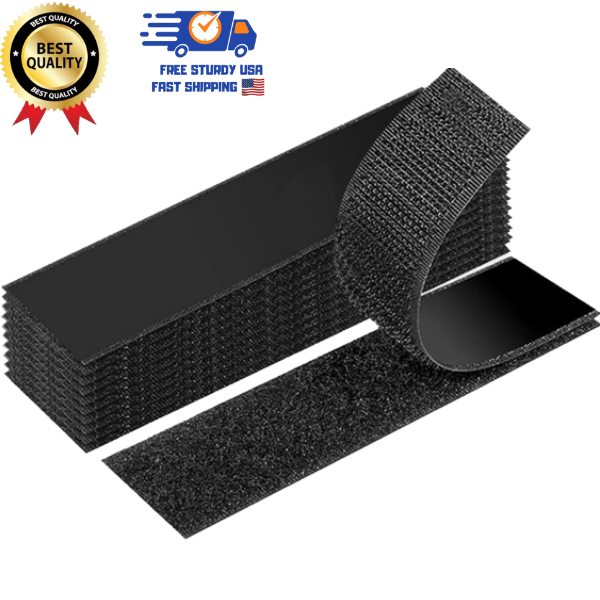 20 Pcs 1x4 Inch Heavy Duty Hook and Loop Adhesive Strips Sticky Back Black Fasteners
