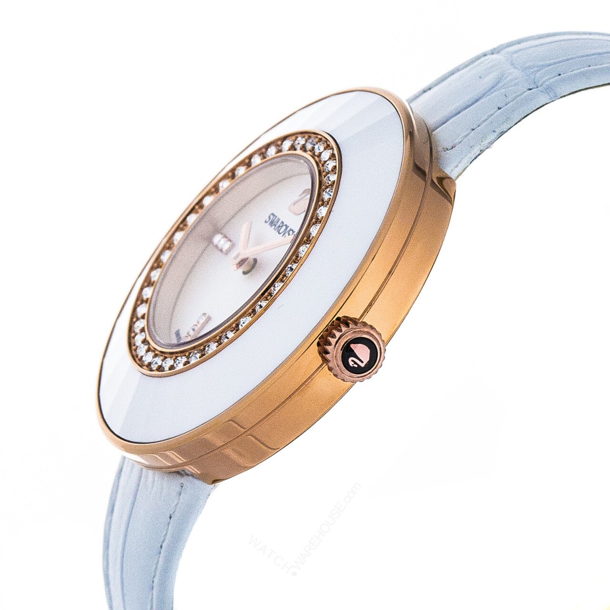 Swarovski Octea Dressy White Ceramic Bezel Rosegold Tone Watch