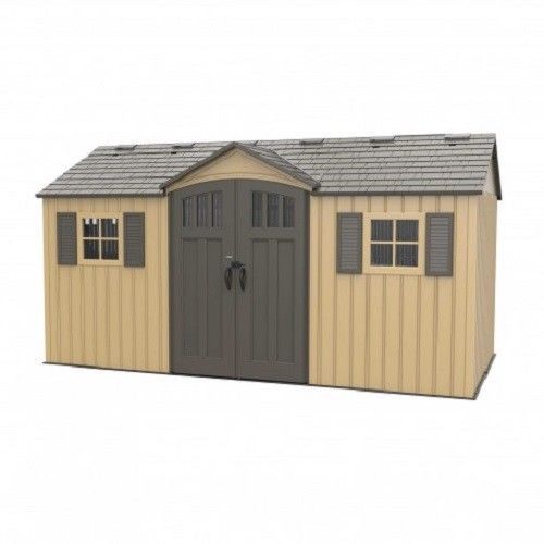 Lifetime 15x8 Plastic Shed Kit W/ Double Doors Beige 60234 for sale