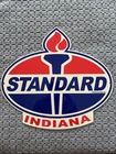 VINTAGE STANDARD OIL INDIANA GASOLINE PORCELAIN SIGN 12”x12” Heavy Metal 1954