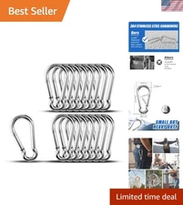 Durable 3.15 Inch Carabiners - 15pcs Stainless Steel Spring Snap Hooks for Gear
