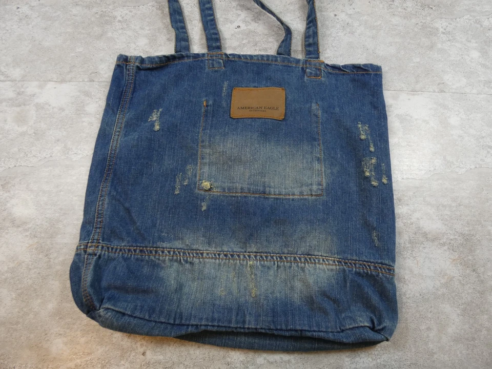 Винтажная сумка-тоут American Eagle Jean синяя джинсовая сумка для переноски через плечо пригородная сумка - Изображение 2 из 4