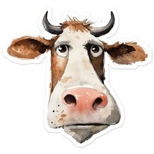 Watercolor Cow Head - Vinyl Decal Sticker - Car Window Laptop - ebn12471