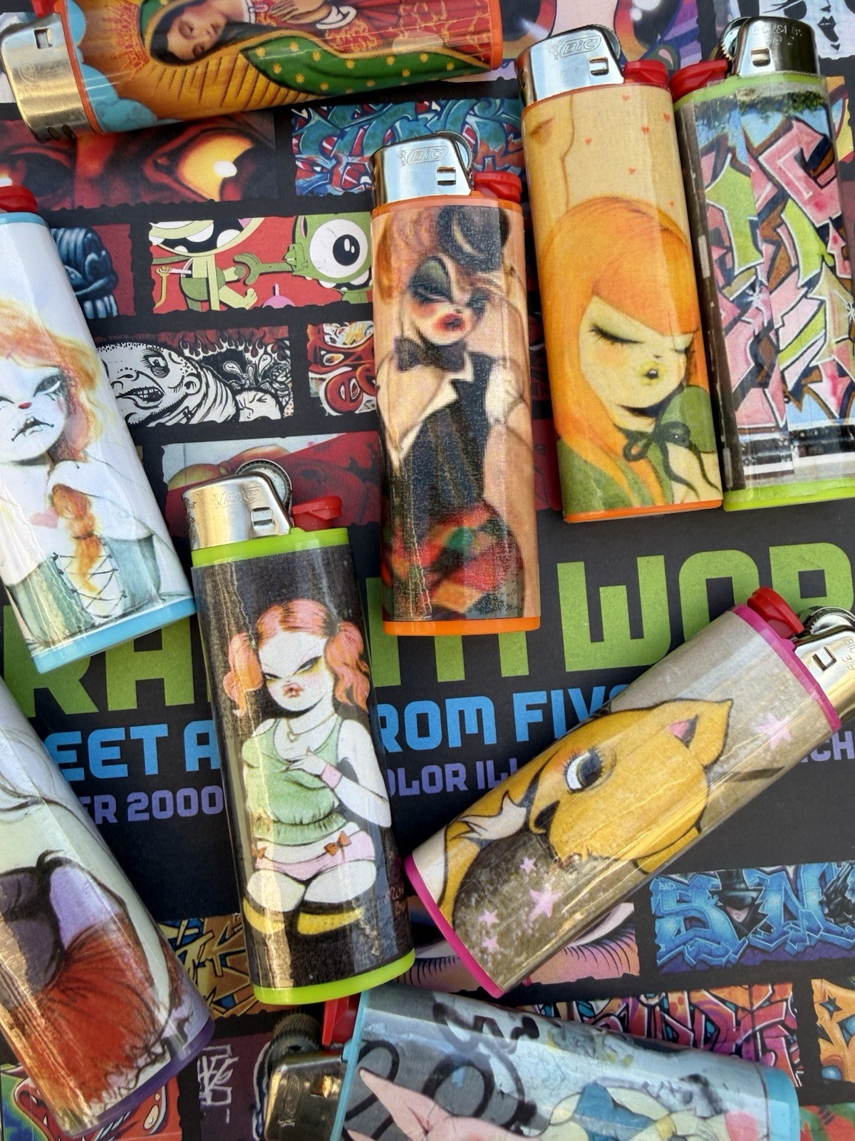 BIC Collectible Multicolor Disposable Lighters with Custom Art Wraps