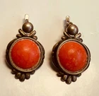 Vintage  925 Sterling Silver  Coral  Earrings 167
