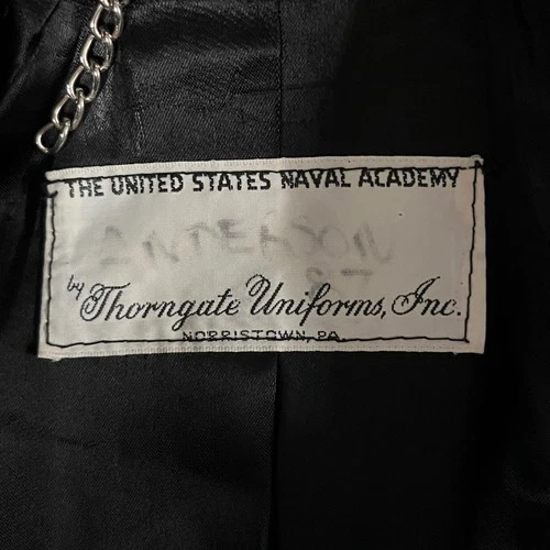 Naval Academy USNA Bridge Coat Thorngate Uniforms Black Wool Peacoat 36 Vintage image 4